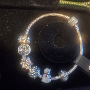 Pandora charms, bracelet and wristlet zippered case